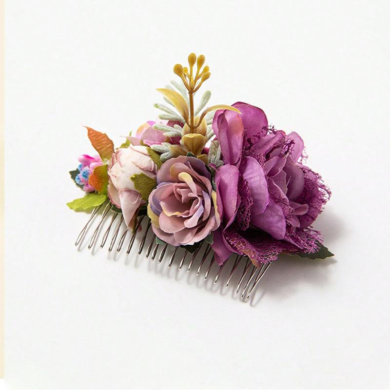 1 Stück Braut Strandurlaub Simulation Stoff Romantische Rose Kamm Blume Mode Vielseitig Platte Haar Wald Serie
