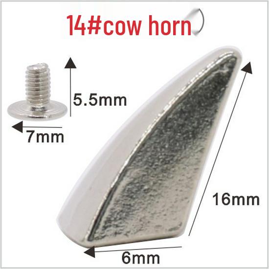 Punk Spike Alloy Bullet Rivet Horn Cone with Base Screw for Apparel, Bags, Shoes