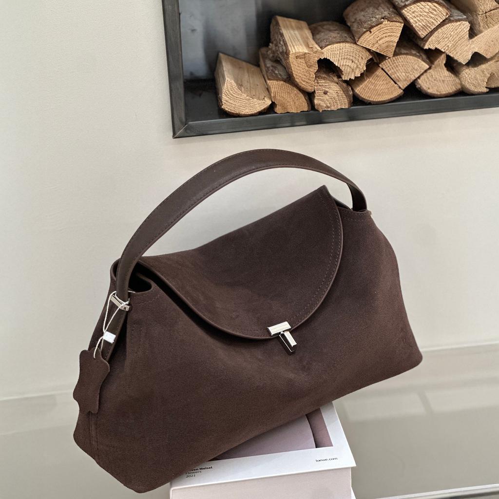 Mendy Suede Women's Bag Commuter Tote Bag Faux Suede Large Capacity Leather Sensation Simple Hand-Held Underarm Bag Vintage