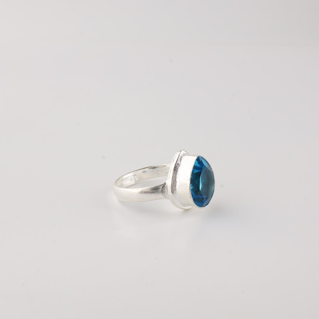 Swiss Blue Topaz Gemstone 925 Sterling Silver Designer jewelry Handmade Ring For wife RR-76-9