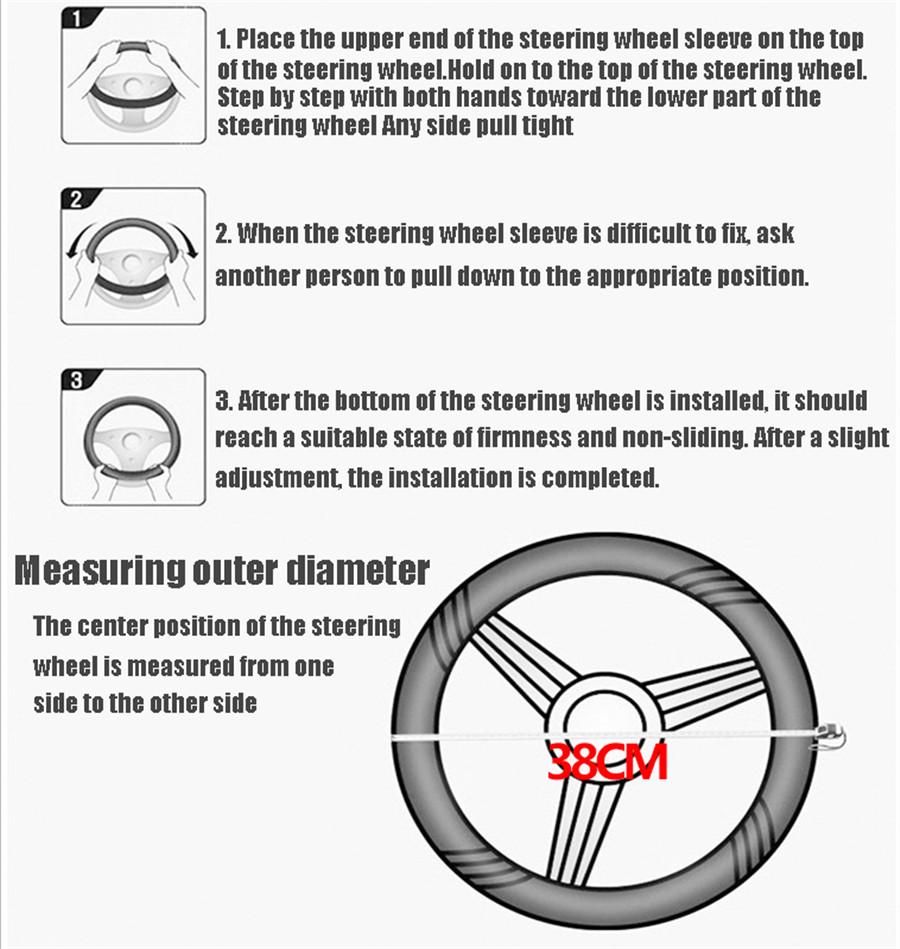 Crystal Carbon Fiber Fashion Sports Steering Wheel Cover Car Wheel Cover Non-slip Leather Braid For Steering Wheel