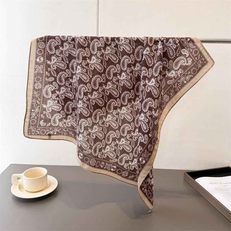 New cashew herringbone and linen small square scarf silk scarf imitation velvet scarf shawl sun protection scarf women's