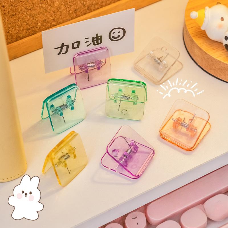 10pcs/package Transparent File Clip, Simple Fixed Long Tail Clip, Color Sealed Bill Clip
