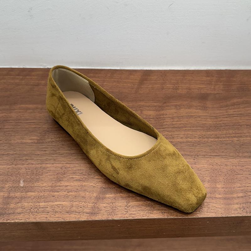 

Fashion SUOJIALUN 2025 New Brand Women Flat Shoes Fashion Square Toe Shallow Slip On Single Shoes Soft Flat Heel Outdoor Dress Boat Shoe 39 зелёный