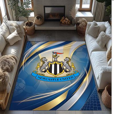 Tapis en Velours Cristal Impression Football Newcastle United, Tapis de Sol Intérieur Confortable Absorbant l'Eau Antidérapant