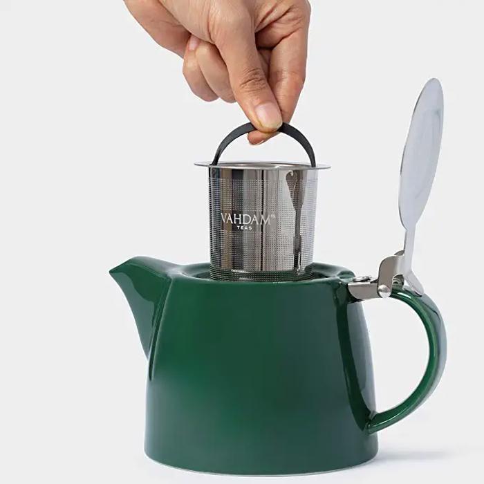 Théière - VAHDAM - - Vert - Porcelaine - Infuseur en acier inoxydable