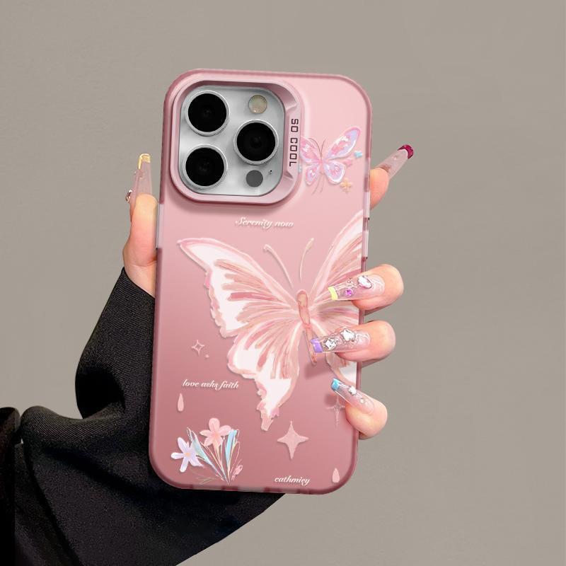 Pink Butterfly iPhone Case for 15+ Models: Trendy and Cute for iPhone 17, 16 Pro Max, and 13