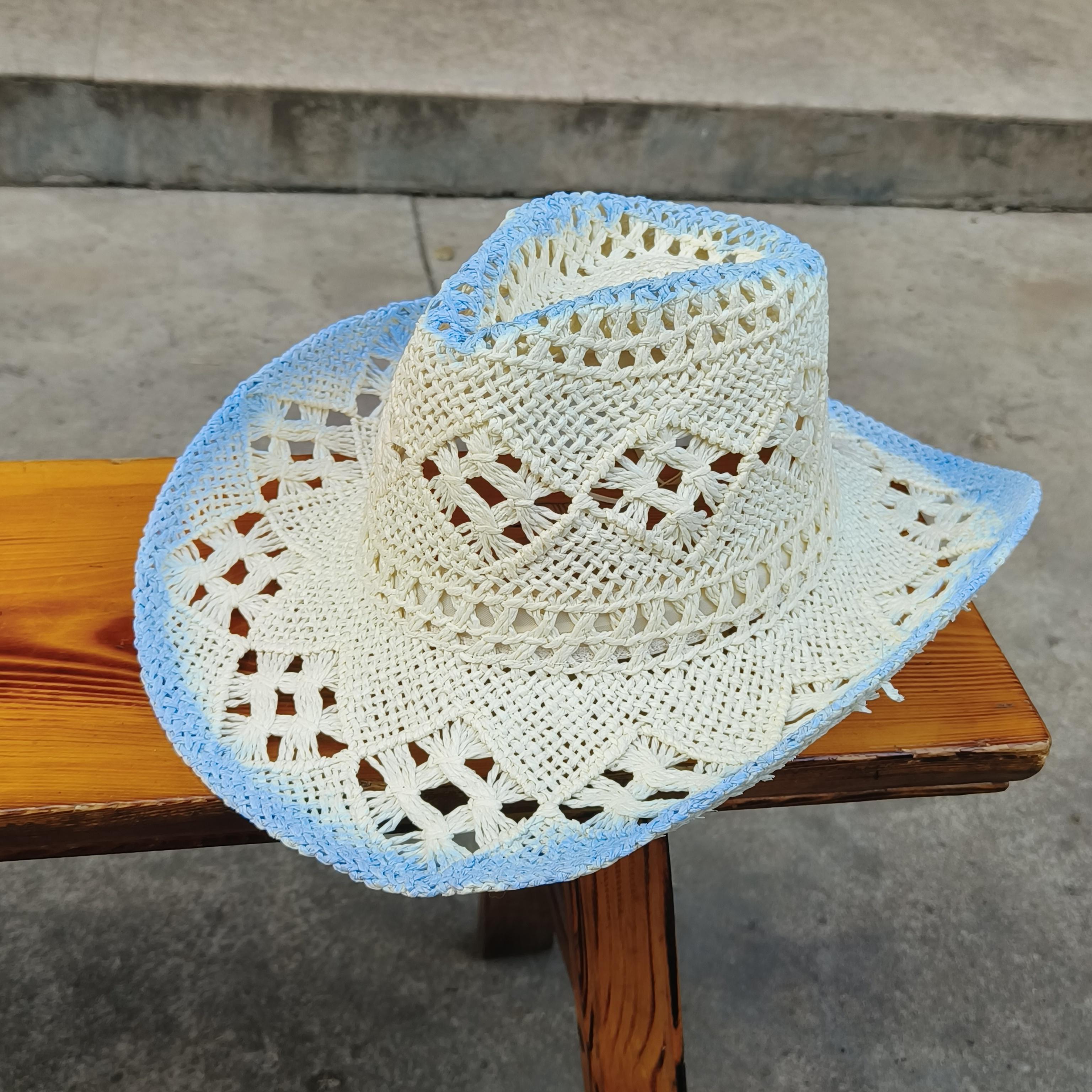 Western Cowboy Straw hat Hollow women Fashion Handknitted straw hat Party Outdoor summer cowboy Sunshade sombrero vaquero hombre 56-58