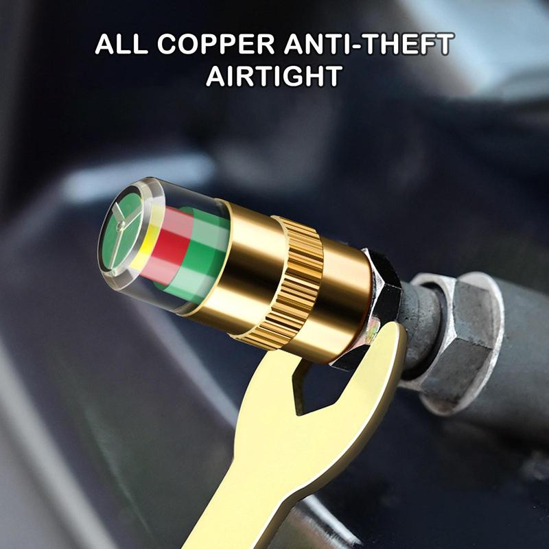 Cars Tire Air Pressure Monitor Alert 4Pcs/set Indicator Tire Valve Cap Gauge Car Accessories Car Tyre Pressure Gauge Caps Useful
