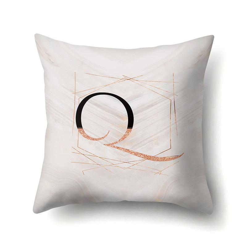 Polyester Pillow Case Black Gold Watercolor Home Furnishing 26 English Letters Printed Waist Cushion Sofa Pillow Case