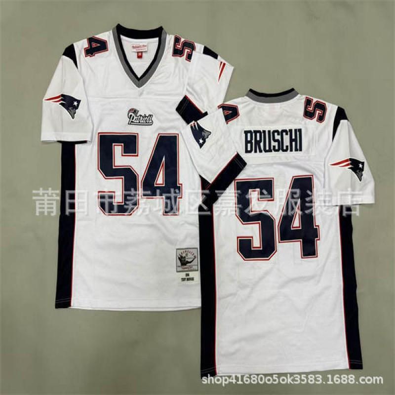 Retro American Football Jersey Mens Cotton T-Shirt Vintage Team Patriot 12 24 28 Short Sleeve Fall