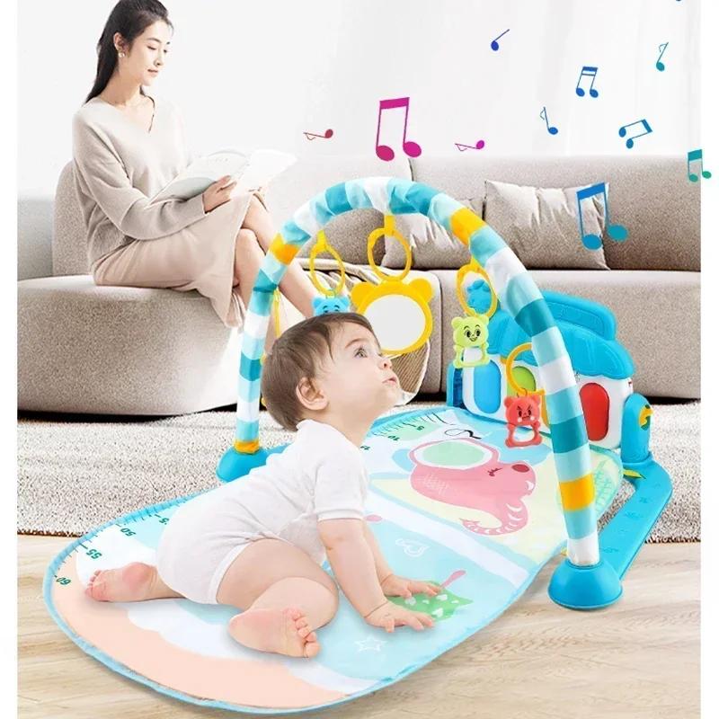 Babyaktivitet Treningsstativ tidlig utdanning 0-36 måneder Lekegaver Musikalsk Nyfødt Piano Keyboard Krypeteppe Pedal Lekematte
