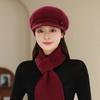 Hat Women's Autumn and Winter Knitted Hat Warm Beret Wool Hat Fashion Fleece Thickened Ear Hat Rabbit Fur Hat