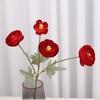 4 Heads Artificial Lotus Rose & Tea Rose Fake Flowers Wedding Floral Material Party Decoration Bridal Bouquet Photo Props Faux