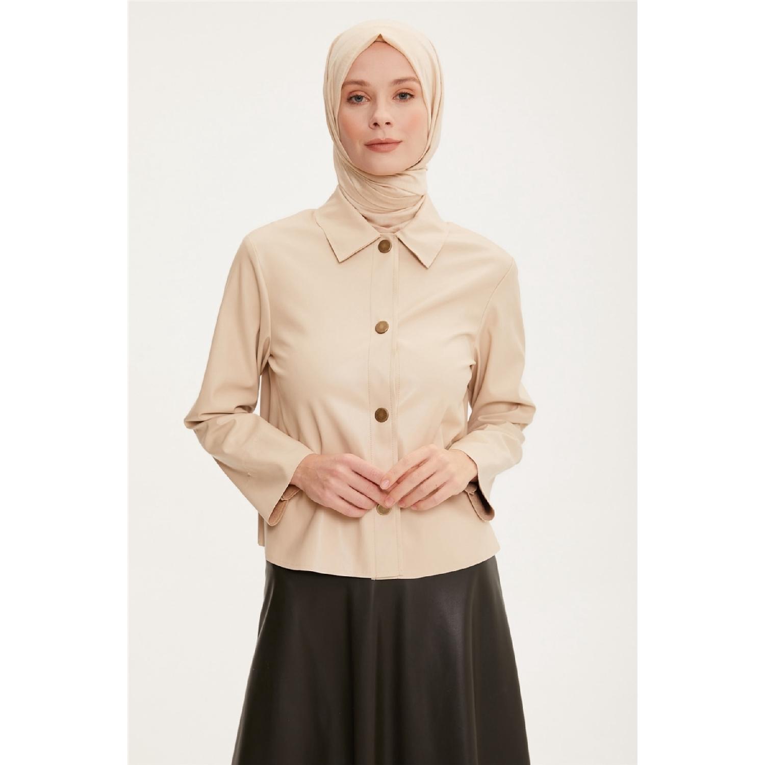 

Короткая Кожаная Куртка 22k5007 Бежевый