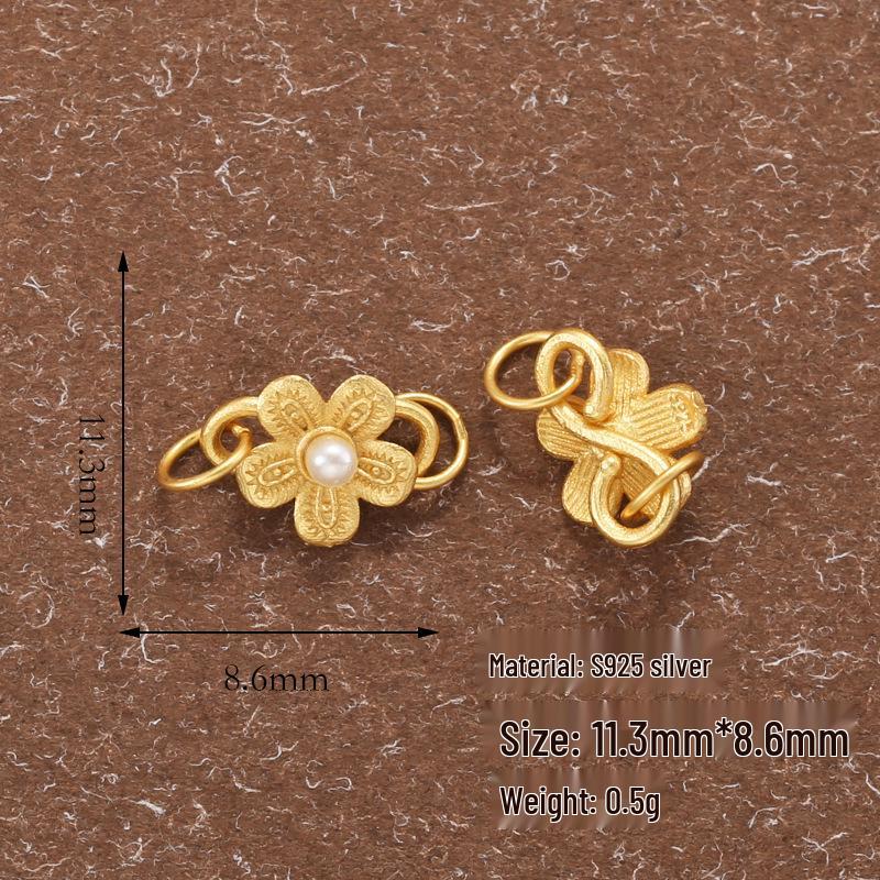 Gold Plated S925 Silver Butterfly Pearl Zircon Clasp DIY Bracelet Connector P24