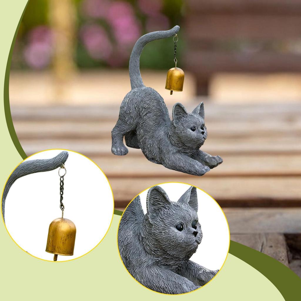 Harz Katzenfigur Dekorative Skulptur Garten Tierstatue Modernes Ornament für Veranda Rasen Einweihungsdekoration