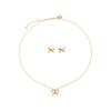 18k Gold-Plated Bow Pendant Necklace & Moissanite Earring Set
