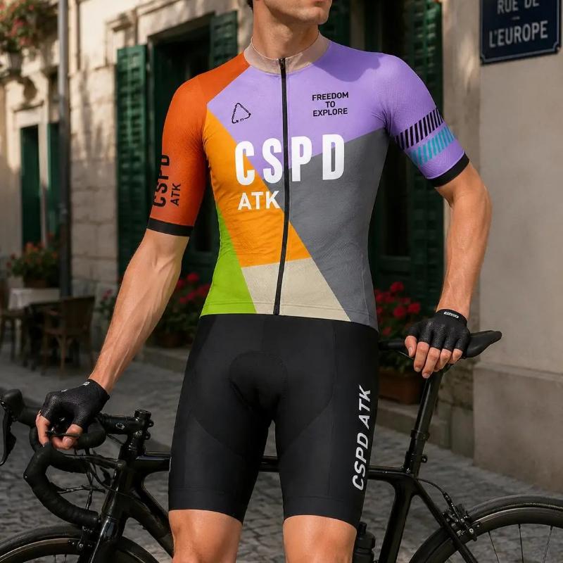 Men's Cycling Clothing Summer New Cycling Set Moisture Absorbing Quick Drying Cycling Jersey High Elasticity Bib Shorts