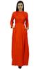 Bimba Women's Long Sleeve Maxi Mandarin Collar Plain Jilbab Dress With