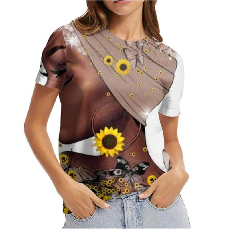 Vielseitige Harajuka Cartoon Mädchen Porträt Druck T-Shirts Damen Pullover Kurzarm Sommer Neu Designer Lässig O-Ausschnitt Weiblich