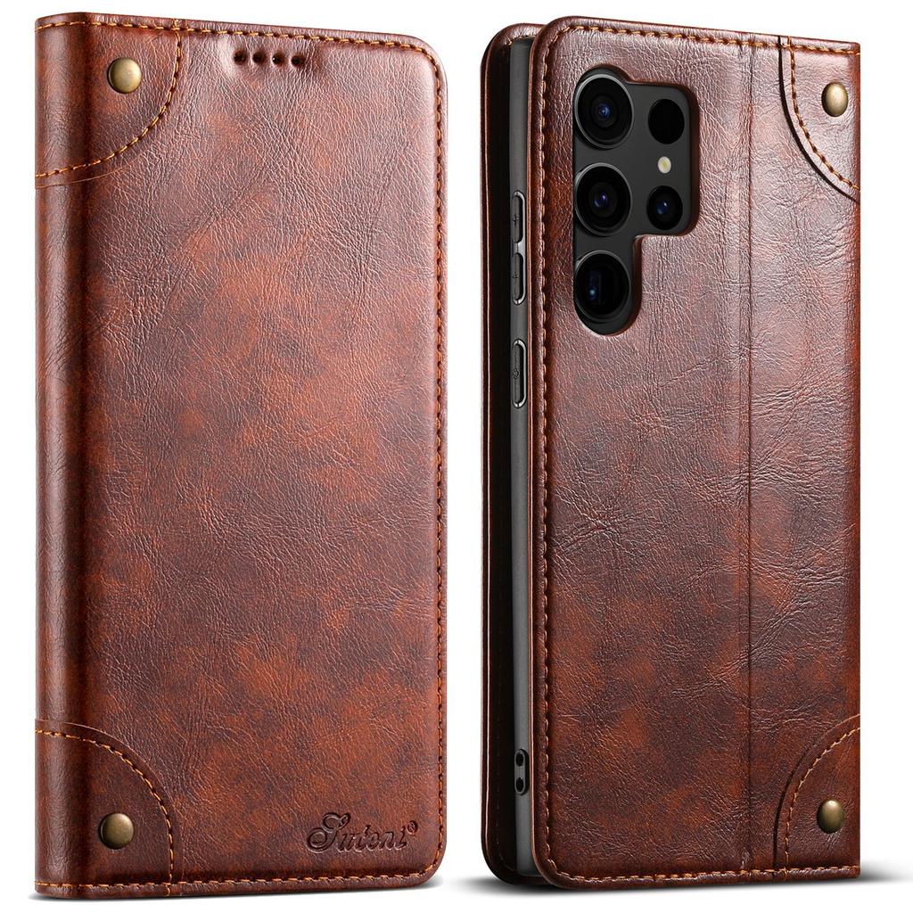 Retro Flip Leather Wallet Phone Case for Samsung Galaxy S25 Ultra S24 Plus S23 S22 Note 20 Ultra Card Holder Stand Soft Shell