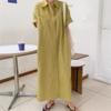 Shirtdress Women's Summer Simple Long Short Sleeve Dress Over The Knee