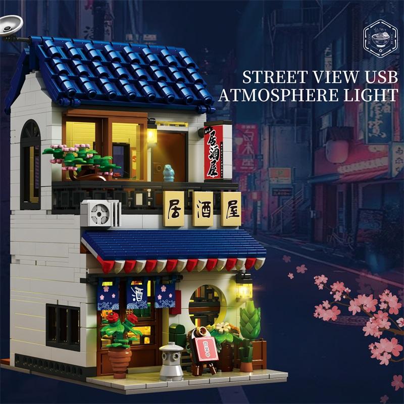 1130PCS Japanese Izakaya Building Blocks City Streetview Model Bricks Desktop Decoration Kids DIY Educational Toys Holiday Gifts