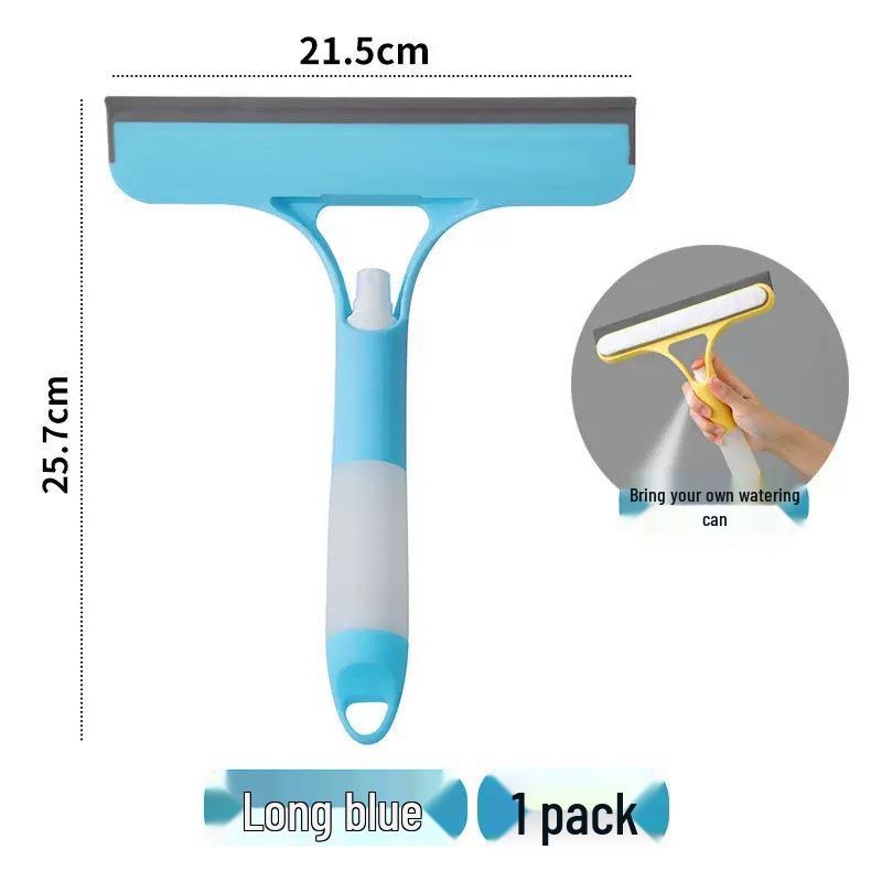 Multifunctional Double-Sided Glass Cleaner: Brush, Scrape, Spray with Integrated Bottle