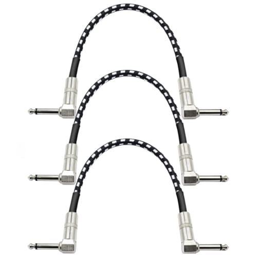 Set of 3 15cm Conductor Shielded Guitar Cables with Noise Reduction, L/L Plugs, Pedal Shielding, Corrosion-Resistant, High-Temperature Resistant PVC,