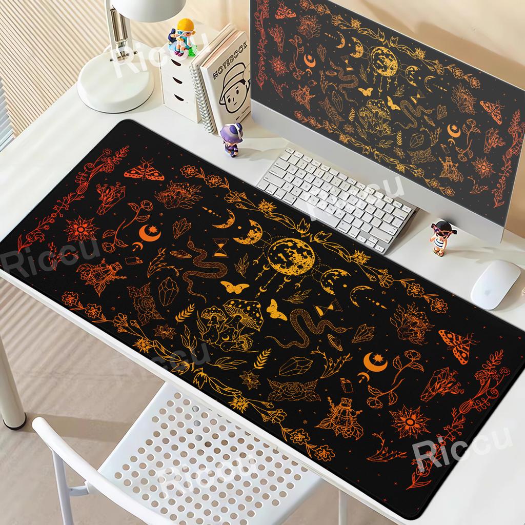 Cute Black Goth Desk Mat XXL Large Extended Desk Pad Witch Divination Mouse Pad Office Computer Keyboard Mousepad Gamer Carpet