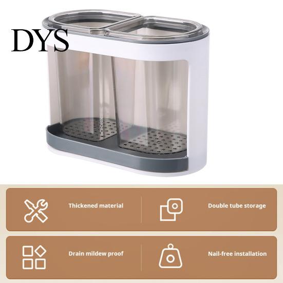 Utensil Organizer Holder Cutlery Drainer Two-compartments Transparent Wall Mounted Chopsticks Drainable Chopstick Cage Spoon Fork Drain Storage
