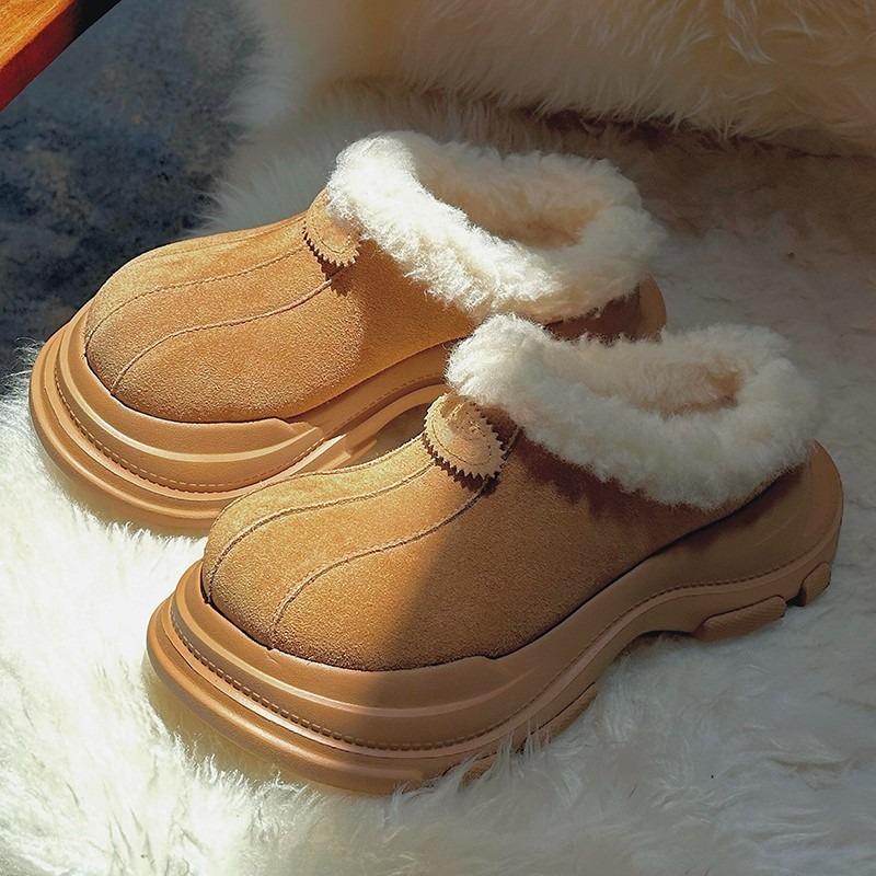 Winter new thick-soled heightening plush warm wool cotton shoes integrated outer wear non-slip fluff snow boots