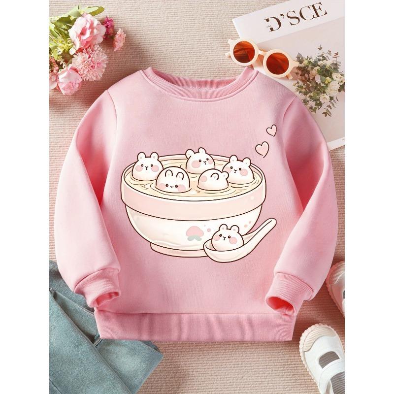 Kids Crewneck Sweatshirt, Cute Cartoon Bear Print Long Sleeve Casual Top for Spring Autumn