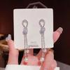 1 Pair Dangle Earrings Bowknot Shape Shining Rhinestones Lady Earrings Heart Imitation Pearls Tassel Jewelry Accessory