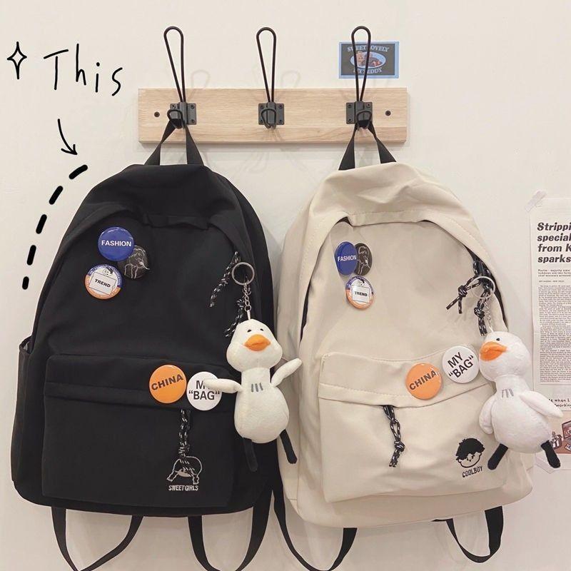 Color Solid Shoulder Baglarge Capacity Travel Backpack Leisure Junior Student