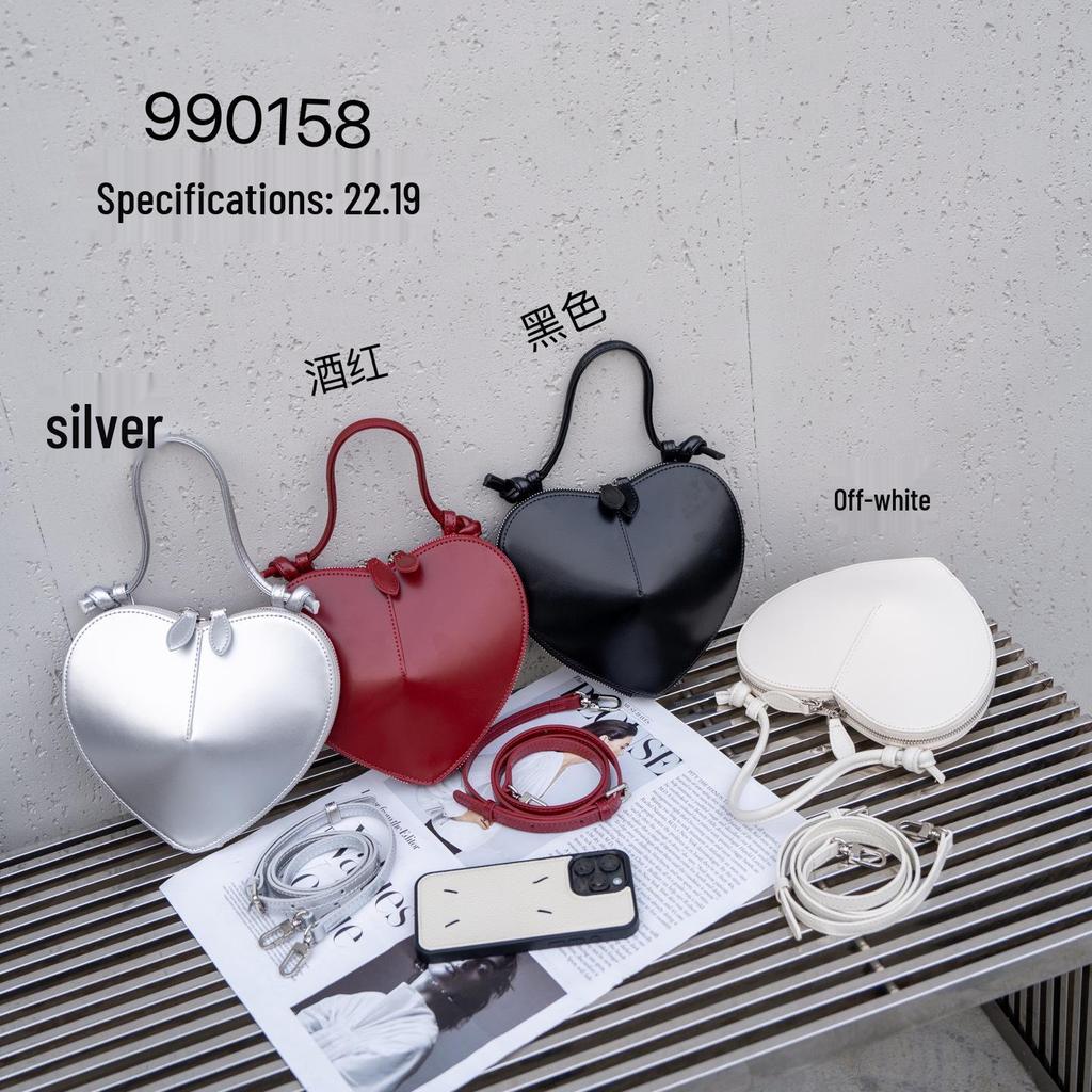 Spring/Summer 2025 Women's Peach Heart Cowhide Crossbody Bag