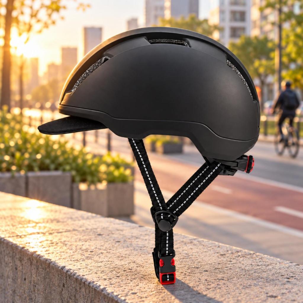 Traveler Bike Helmet ShockAbsorbing with Visor Comfortable for City Commuters,