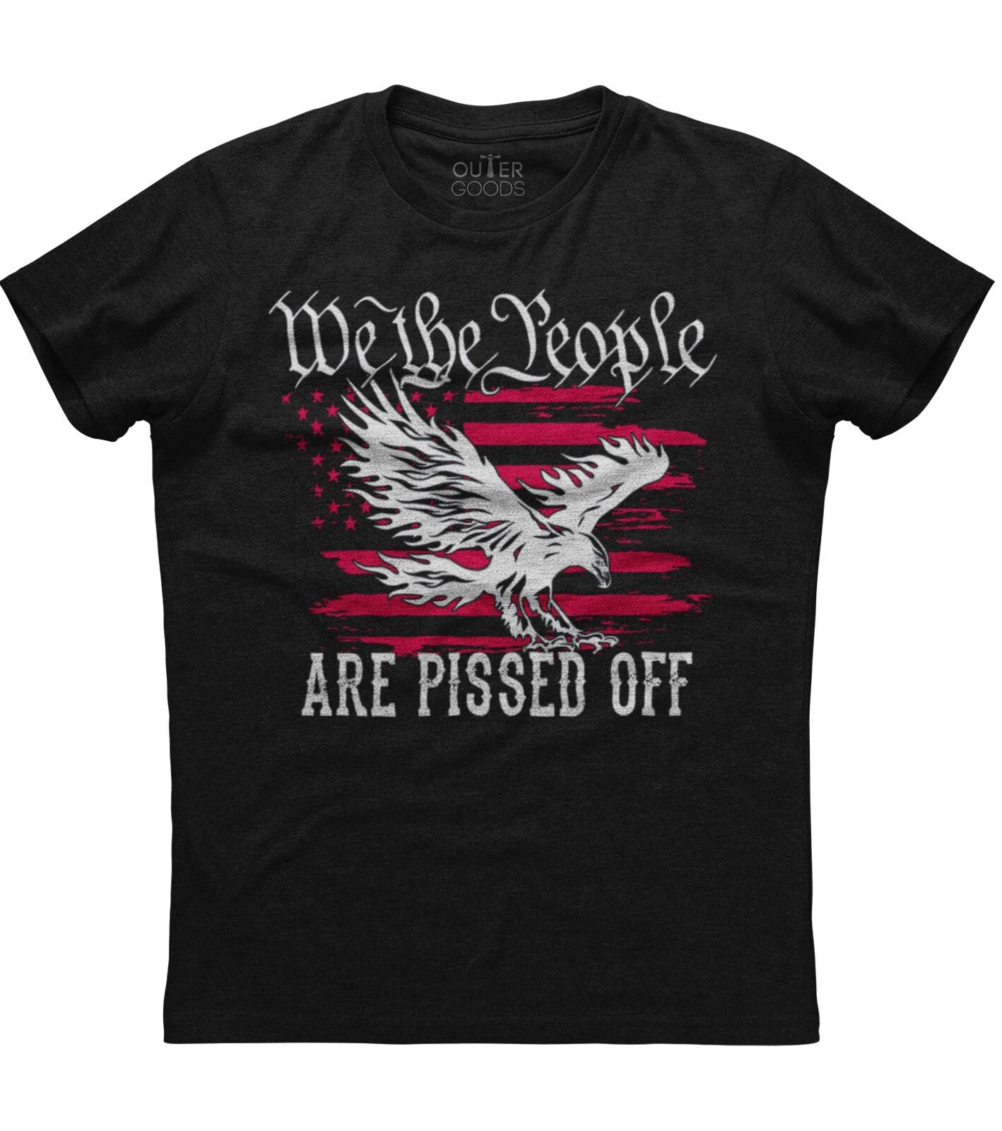 We The People Are Pissed Off American Flag Short Sleeve Cotton Black T-shirt S