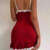 2 Pcs/Set Women Nightdress Panties Set V Neck Bow Decor Backless Sleeveless
