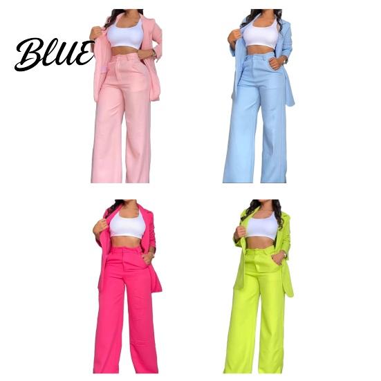 Spring Autumn Suit for Women Women's Two Piece Business Outfit Casual Blazer Jacket And Plus Size Wide Leg Dressy Pants Set Formal Office Work