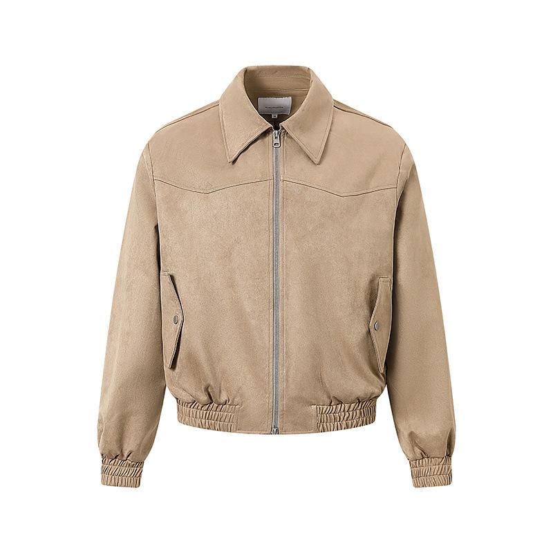 Men s Spring New American Vintage Old Money Wind Jacket Suede Detroit Shoulder Jacket S