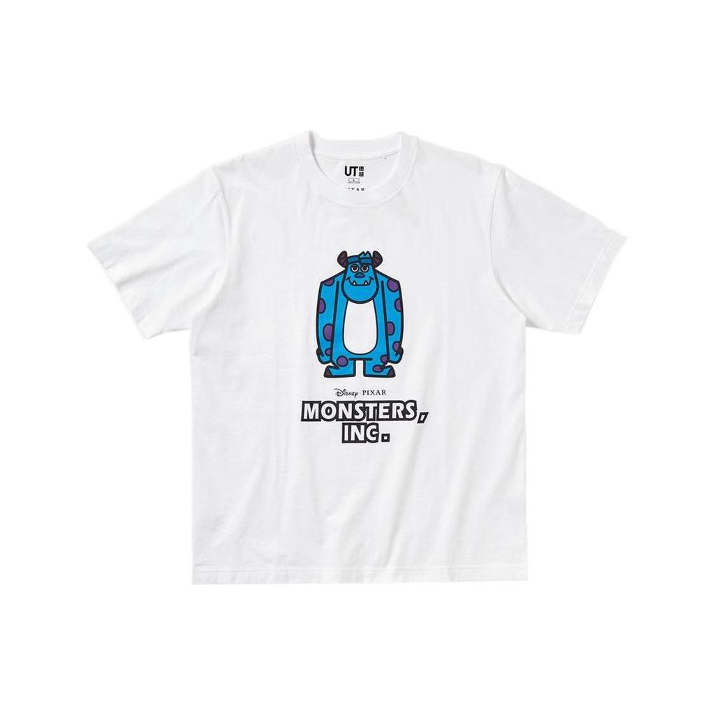 UNIQLO Letter Cartoon Print Round Neck T-Shirt Unisex tops White 452090-00