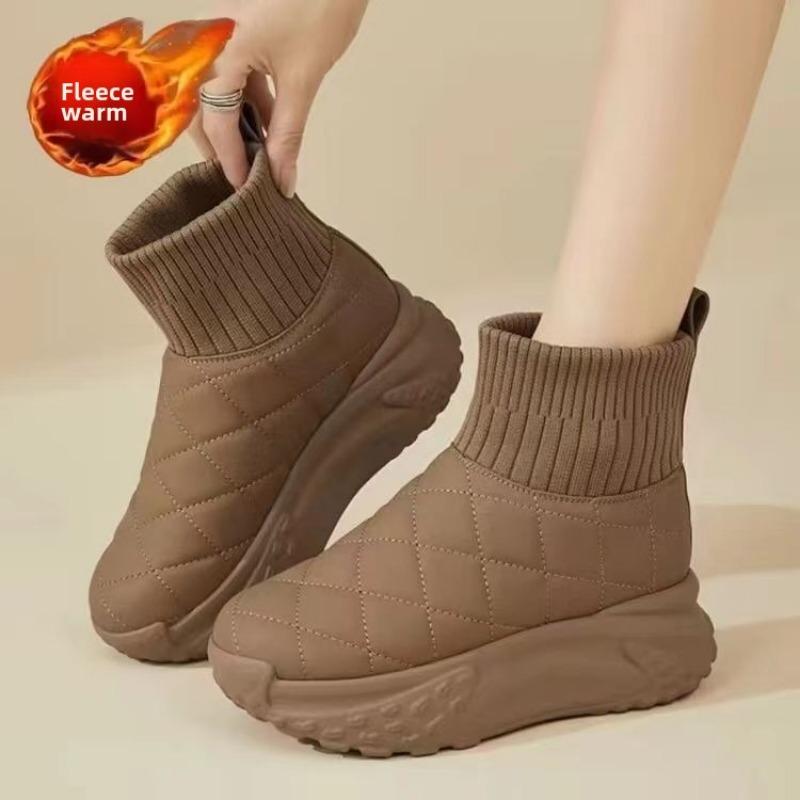

Fashion Simple Solid Waterproof Snow Boots Women Indoor Outside Winter Home Warm Cotton Boot 2024 Flat Heel Woman Botas Shoes 40 хаки