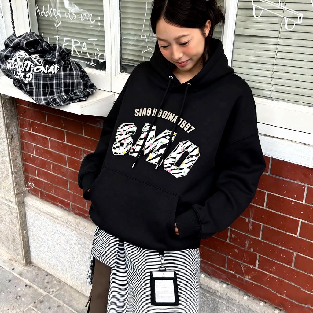 2026 Women's Loose Korean Style Hoodie - Trendy SMO Letter Print Casual Jacket for Couples