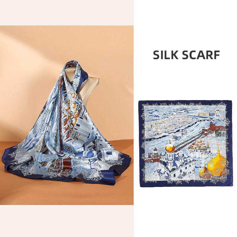 

90x90см 100% Шарф-шаль из шелка тутового шелкопря Женский винтажный роскошный аксессуар Весна Лето Легкий Защита от солнца Шейный платок Пояс Повязка 90*90cm