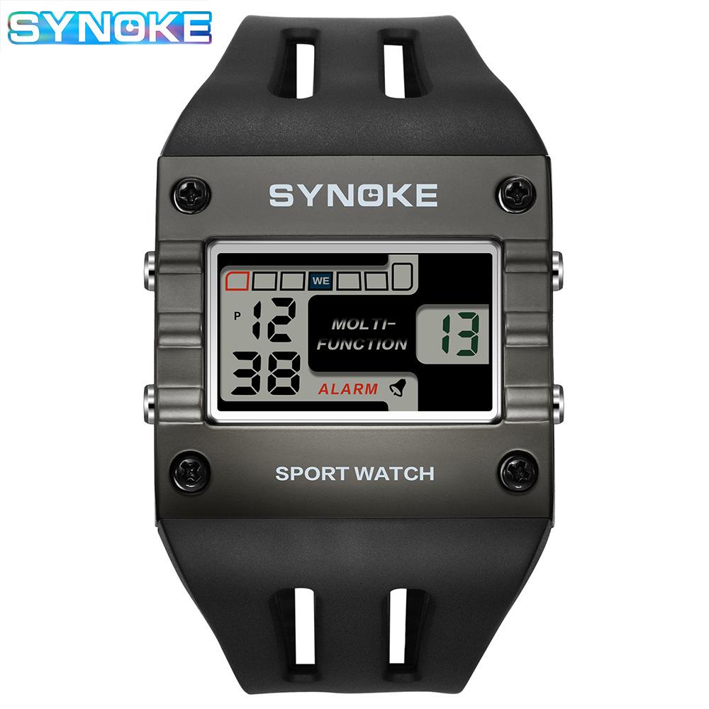 SYNOKE Men's Trendy Square Alloy Sport Watch - Large Screen, Fashionable, Waterproof.