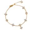 925 Sterling Silver Bracelet with Moissanite, 18K Gold Plated Flower & Round Cut Diamond Simulant Bracelet for Women