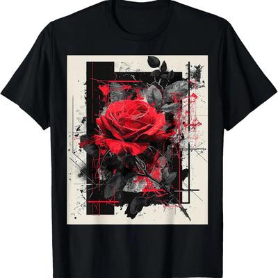 Rosenzeichnung Kunst Blume Abstraktes Gemälde Motiv Rosen T-Shirt