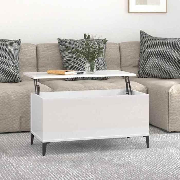 819590 vidaXL Coffee Table High Gloss White 90x44.5x45 Cm Engineered Wood